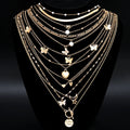 Simple Stackable Necklaces Set for Women Fashion Butterfly Heart Star Pearl Moon Pendant Necklaces Boho Jewelry Gifts 2025