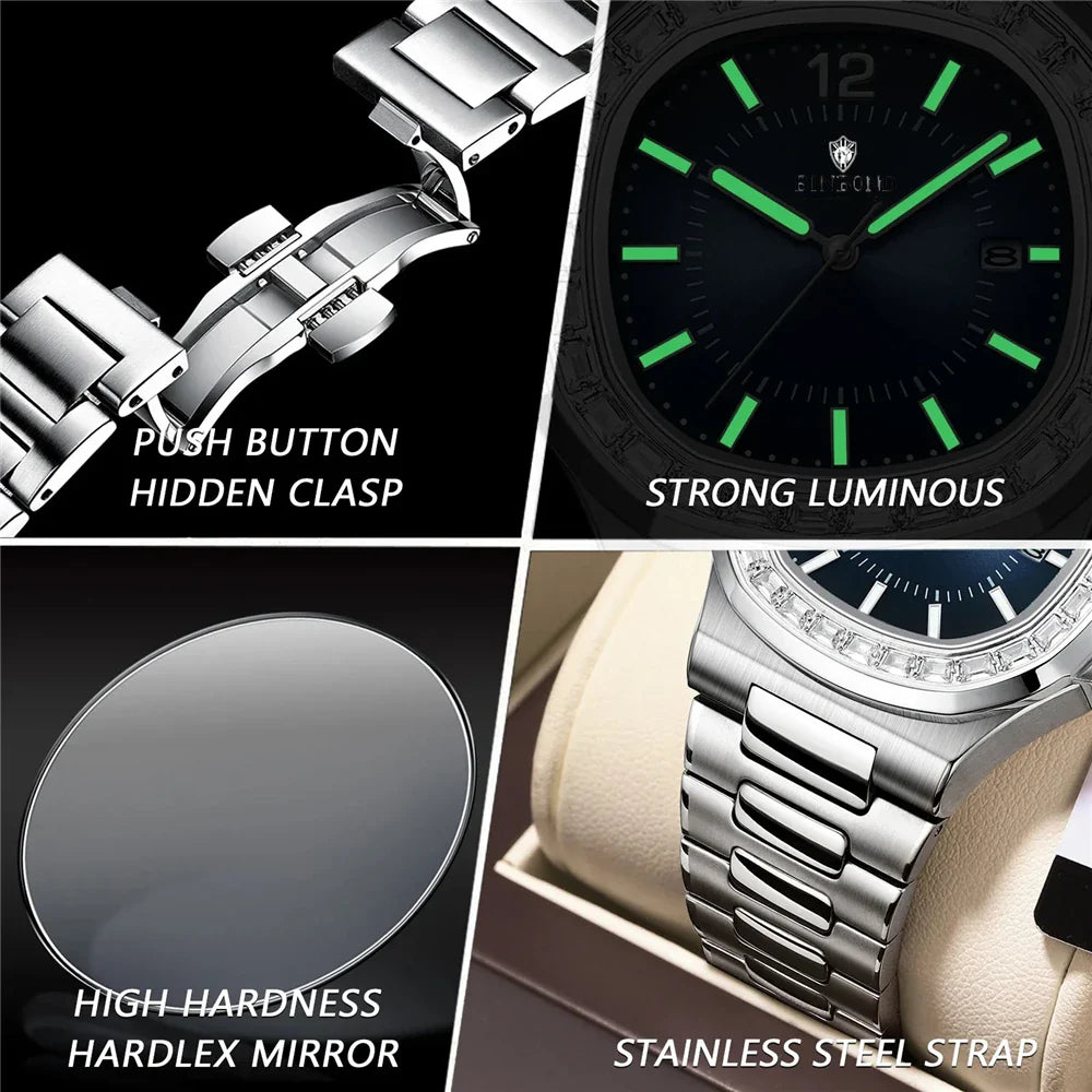Luxury Digital New Diamond Watch For Man Fashion Quartz Wristwatches Mens Automatic Watches Man Gifts Clock Tudo Por 1 Real