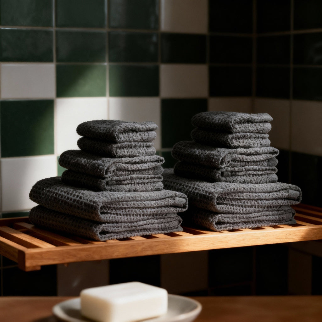 Sedona White Cotton Waffle Weave Bath Towel