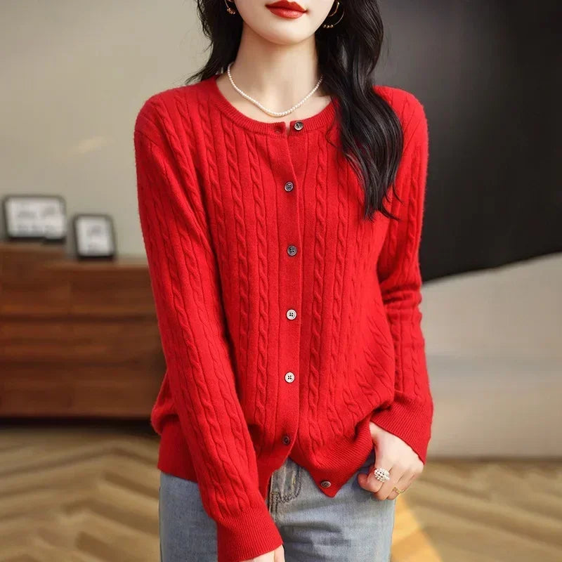 Women's Cable Knit Button Down Cardigan Sweater - Image 30