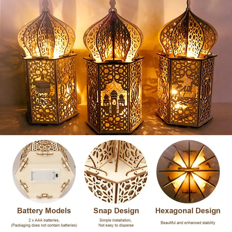 Wooden Palace Ornament Ramadan Decoration For Home Aid Eid Mubarak Ramadan Kareem Islamic Muslim Festival Party Decoration 2025