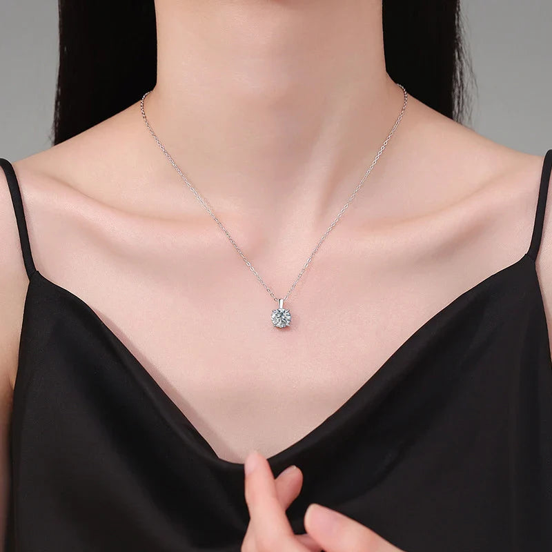 NeeTim 2ct 3ct Moissanite Necklace for Women Sterling Silver 925 with Yellow Rose White Gold Plated Lab Diamond Pendant Necklace