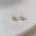Pentagram Small Flower Zircon Stud Earrings S925 Sterling Silver Elegant Popular Female Accessories Gifts Party All Occasion