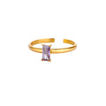 Stainless Steel Birthstone Rings For Women Gold Color Zircon Birthstone Opening Ring Minimalist Christmas Birthday Jewelry Gift