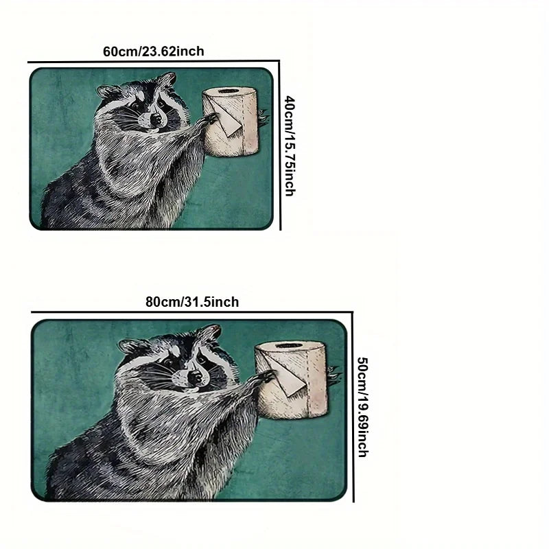 VIKAMA Gray Raccoon Tissue Carpet Cute Doormat Waterproof and Anti-fouling Outdoor Carpet Welcome Mat Rug For Bedroom Home Decor