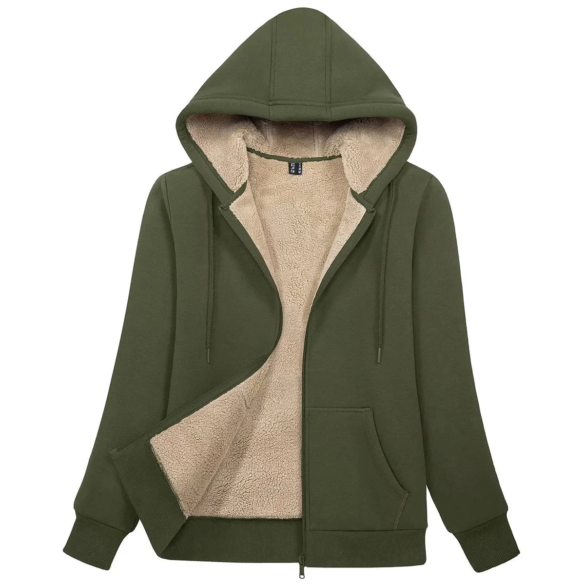 Women's Blue Sherpa-Lined Fleece Zip-Up Hoodie Jacket - Image 22