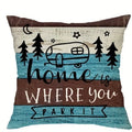 VIKAMA Camping Theme Pillowcase, Country-Style Decorative Cushion pillow Cover, For Sofas, RVs, Camping, Bedroom Home Decoration