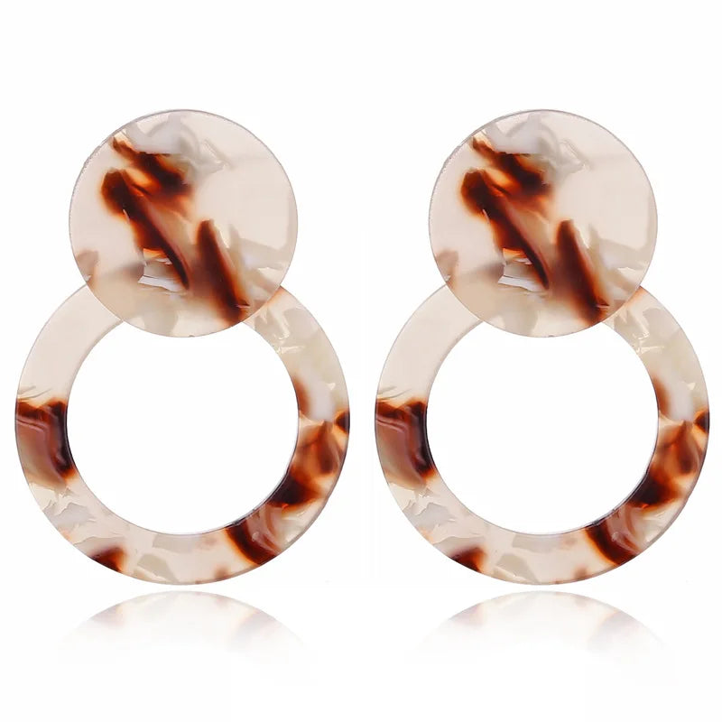 Vintage Leopard Round Acetic Acid Sheet Hoop Earrings For women Big Minimalistic Circle Acrylic Earrings New Boho Jewelry