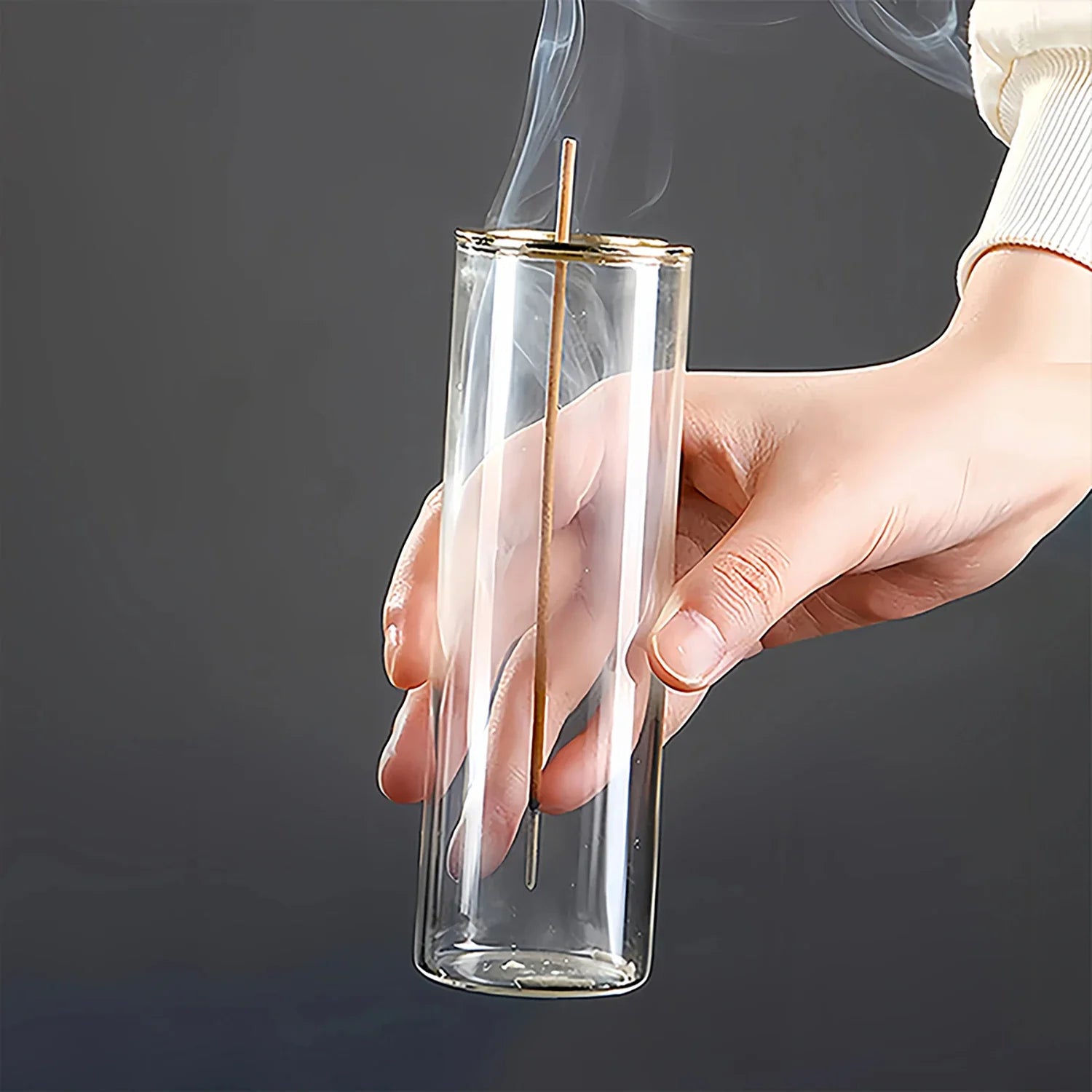 Modern Glass Incense Holder for Short Incense Sticks Anti-Ash Flying Incense Burner with Ash Catcher for Yoga Meditation