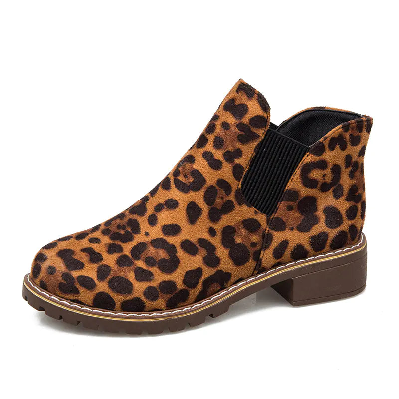Plus Size Women's Autumn Winter Casual Loafers with Leopard Print