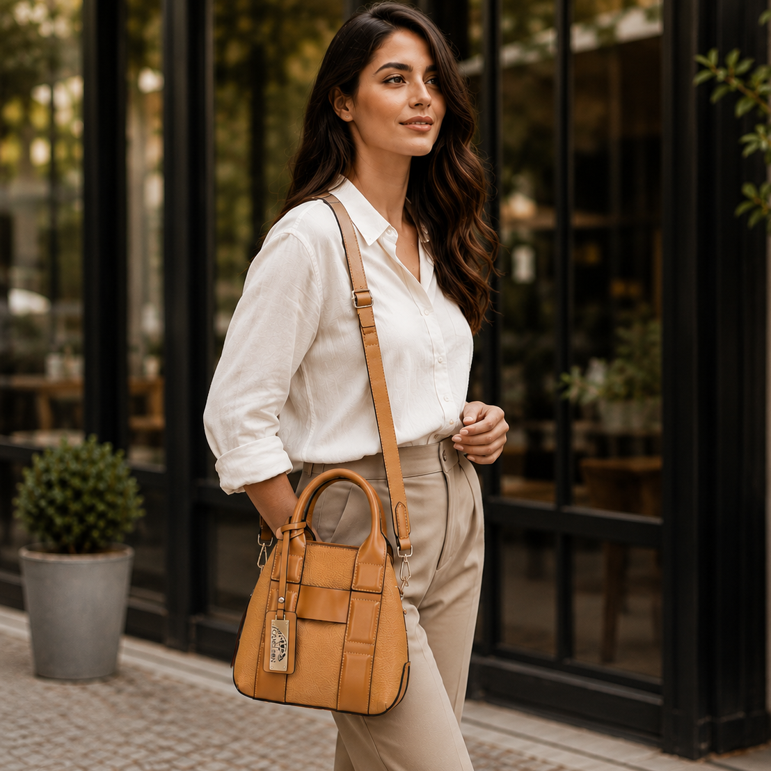 Sequoia Compact Leather Satchel – Minimalist Tan Everyday Carry