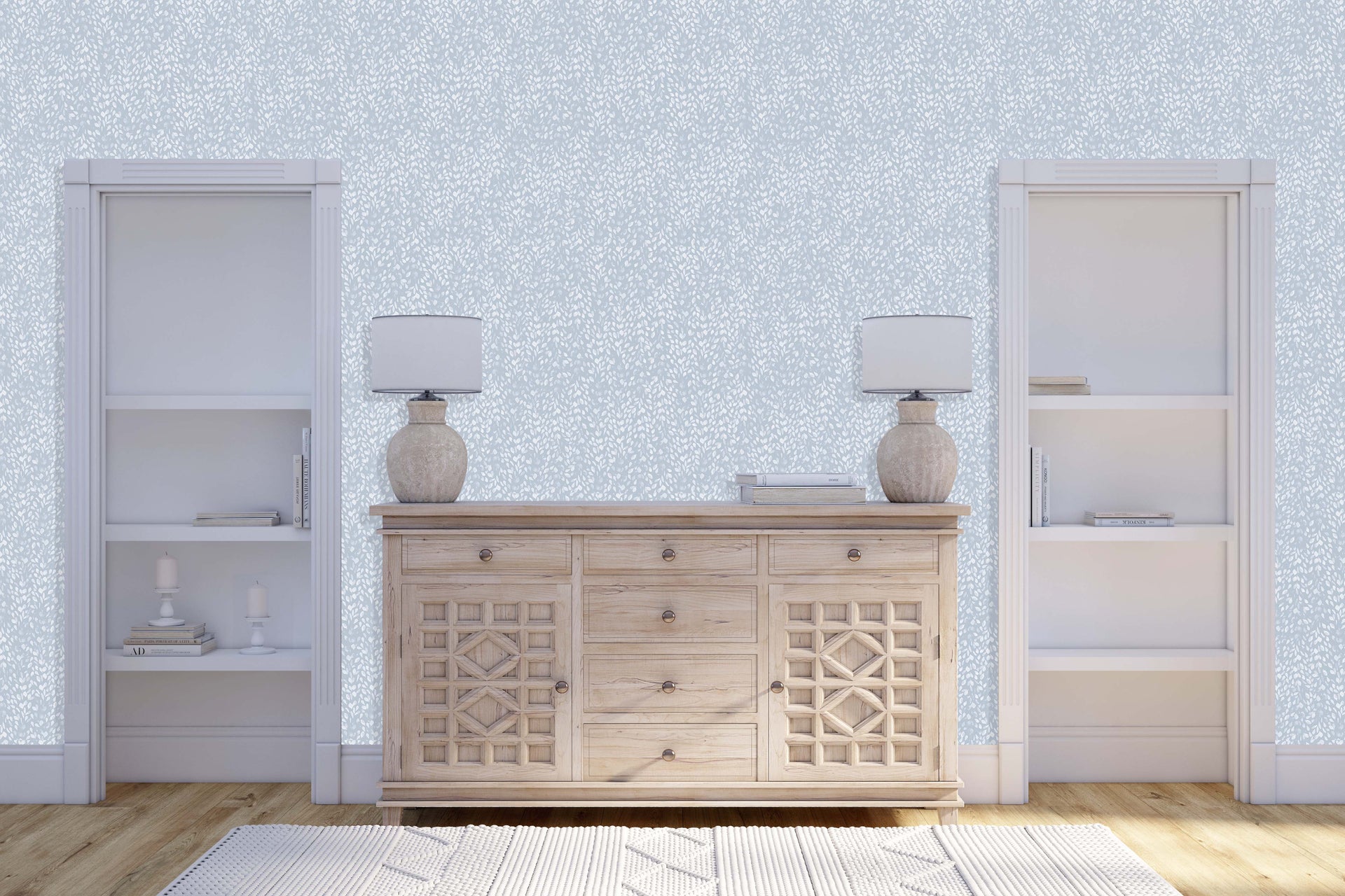 Serena Floral Removable Wallpaper in Pink, Blue, and White