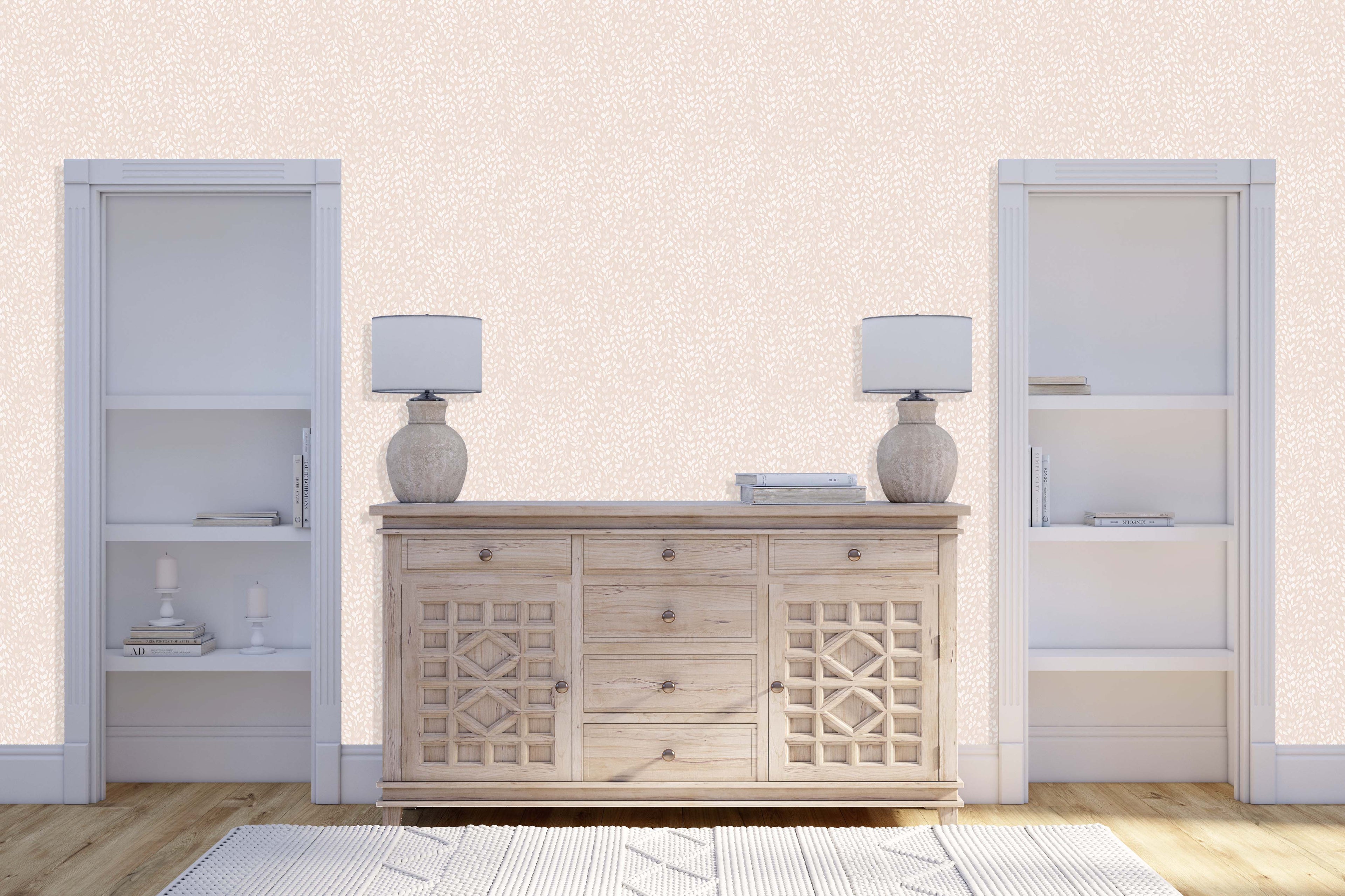 Serena Floral Removable Wallpaper in Pink, Blue, and White