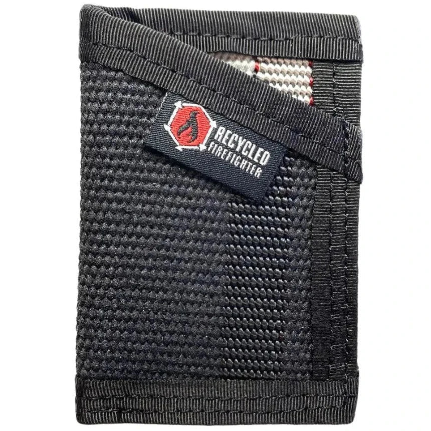 Black Sergeant minimalist wallet made from recycled fire hose material.