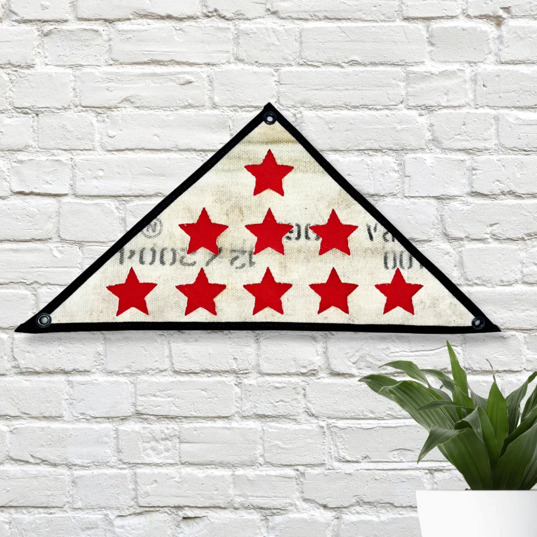 Service Star Triangle Flag Wall Art - Industrial Fire Hose Decor