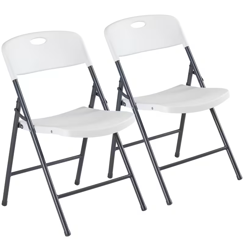 Heavy Duty White Plastic Folding Chairs - Metal Frame Multi-Pack