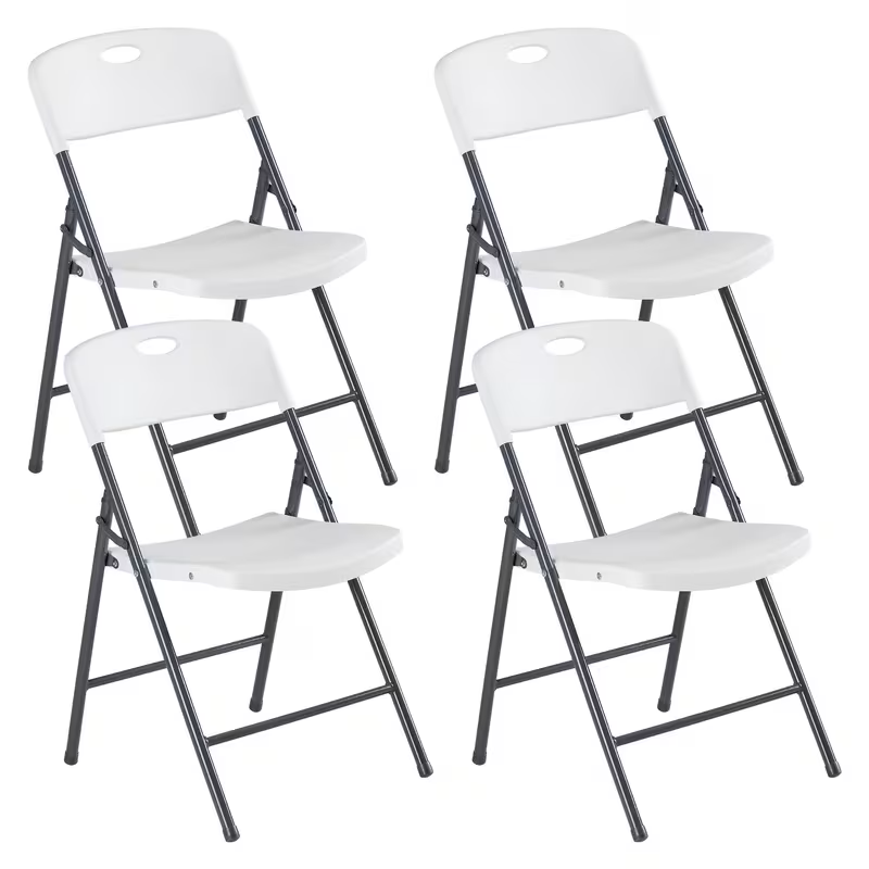 Heavy Duty White Plastic Folding Chairs - Metal Frame Multi-Pack