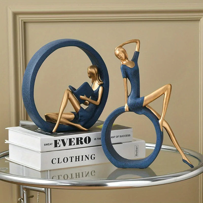 Cross-border yoga reading OK girl, interesting design literary reading girl ornaments living room, entrance, office, study