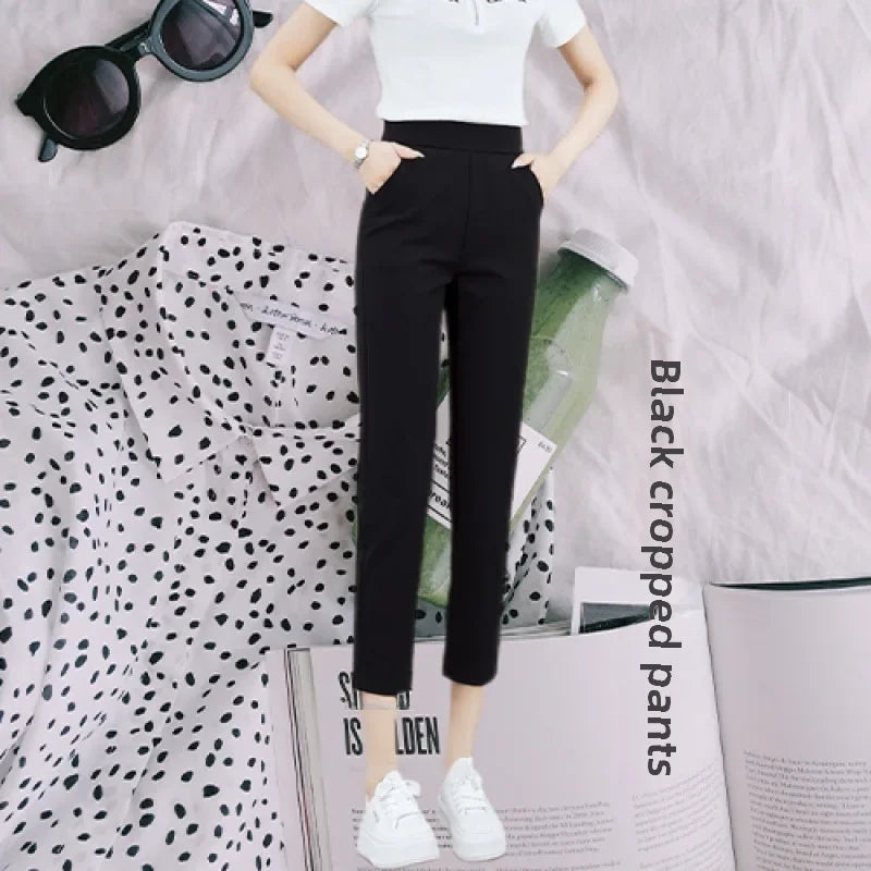 Womens High Waisted Ankle Length Pants Business Casual Trousers - Image 9