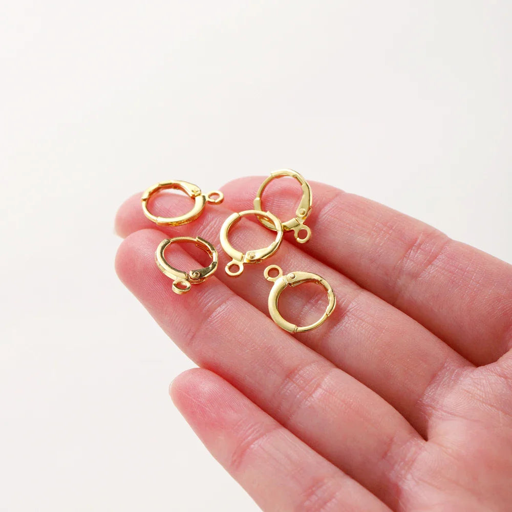 10pcs 14K 18K Gold Plated Brass France Blank Round Opening Earing Hook Ear Pendant Clips Loop For DIY Jewelry Making Findings