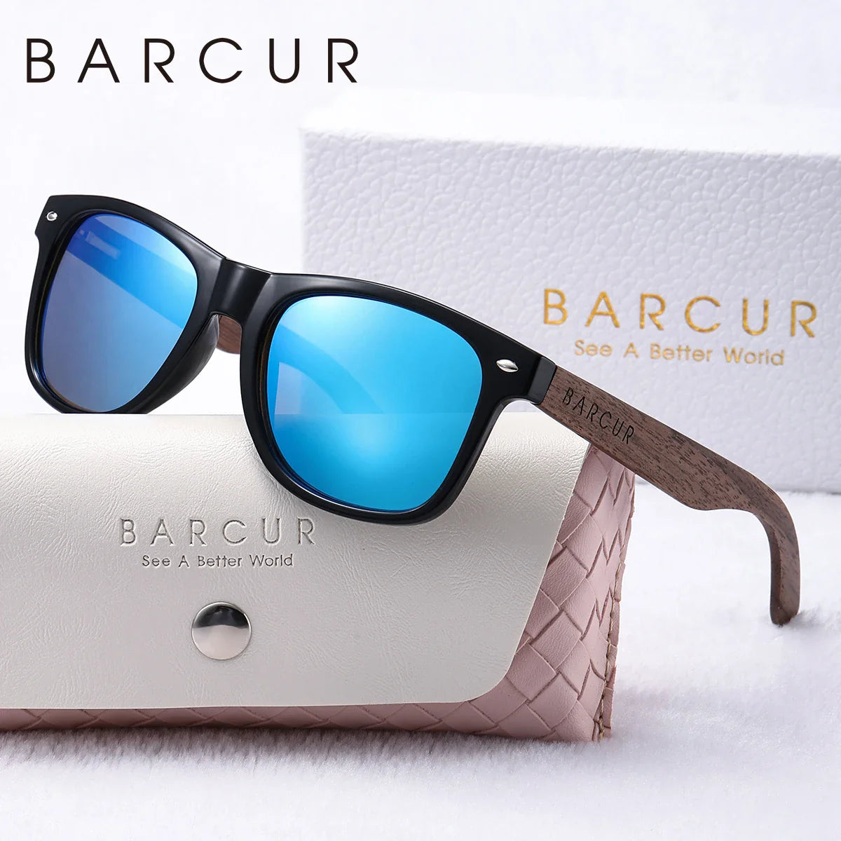 Natural Wood Oval Polarized Sunglasses for Women