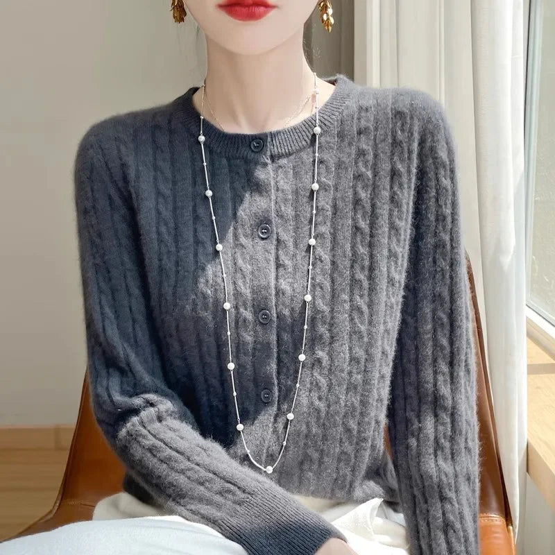 Women's Cable Knit Button Down Cardigan Sweater - Image 29