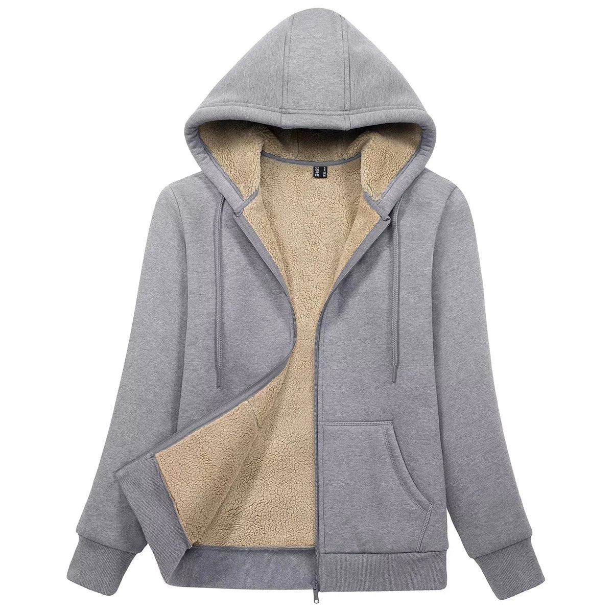 Women's Blue Sherpa-Lined Fleece Zip-Up Hoodie Jacket - Image 13