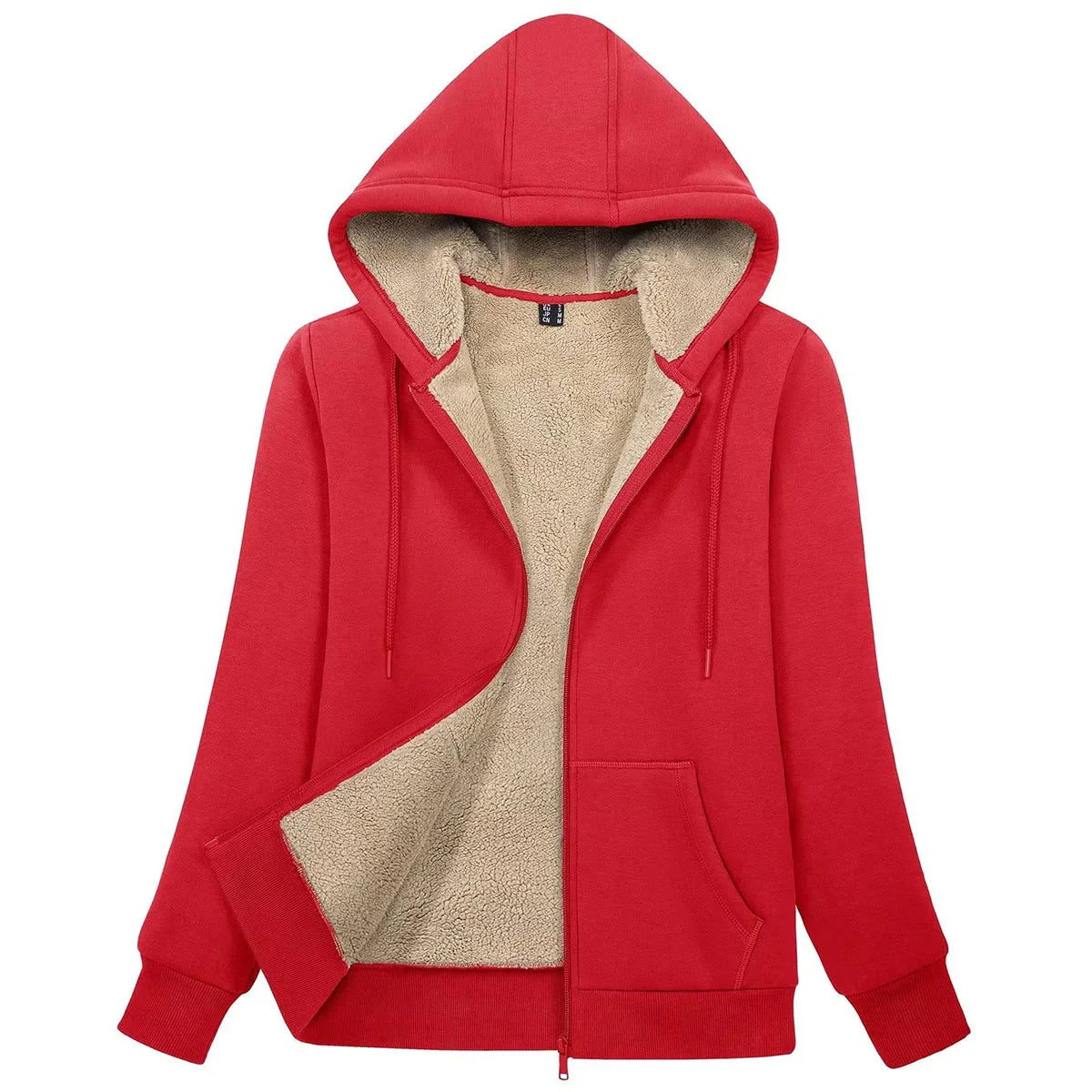 Women's Blue Sherpa-Lined Fleece Zip-Up Hoodie Jacket - Image 12