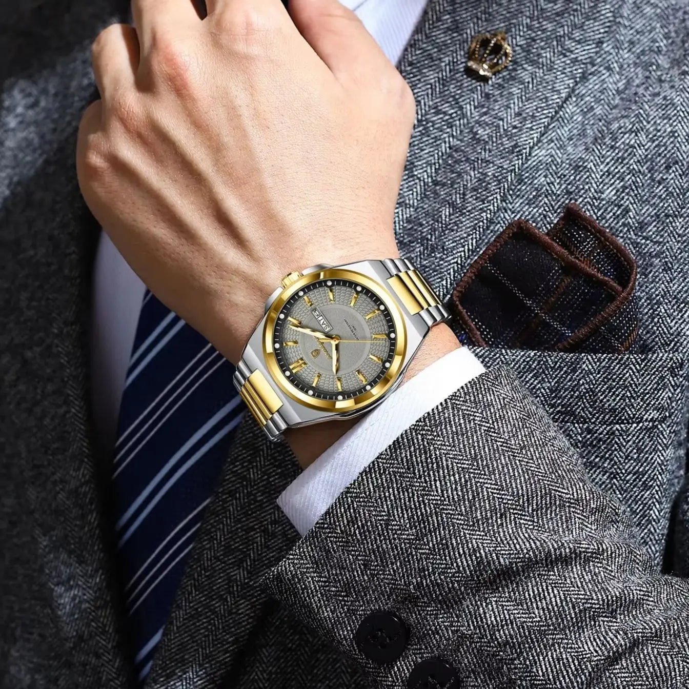 POEDAGAR Top Original Men's Watches Stainless Steel Waterproof Luminous Man Watch Date Week Classic Trendy Quartz Men Wristwatch