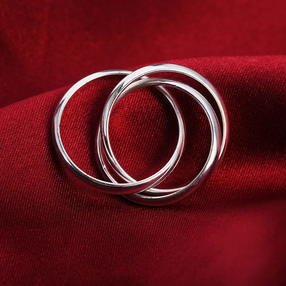 925 Sterling Silver Three Round Engagement Rings For Women Couple Vintage Fine Jewelry Ladies Accessories Gifts Jewellery