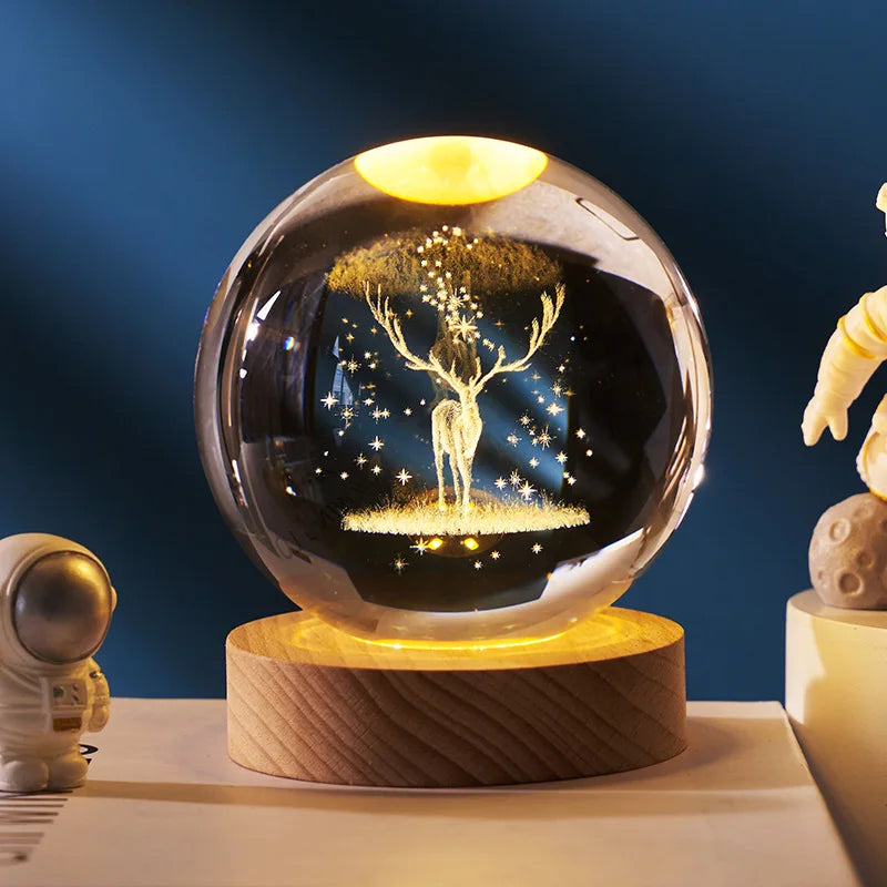 Christmas unique 3D crystal ball lights with Galaxy and planetary projection USB nightlights for couples gift atmosphere lights