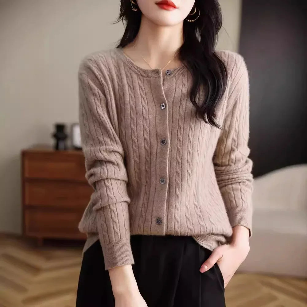 Women's Cable Knit Button Down Cardigan Sweater - Image 12