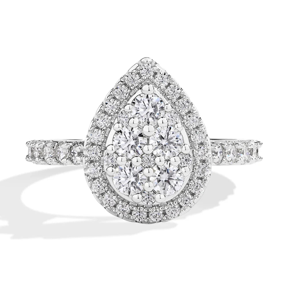 MINTYBOX S925 Sterling Silver Moissanite Engagement Halo Rings for Women 1.15ctw Lab Diamond Ring 18K Gold Plated Fine Jewelry