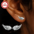 Fashionable Ladies Earrings with Angel Feather Wings 1.12g 925 Silver Suitable for Daily Wear Parties Vacations Gifts