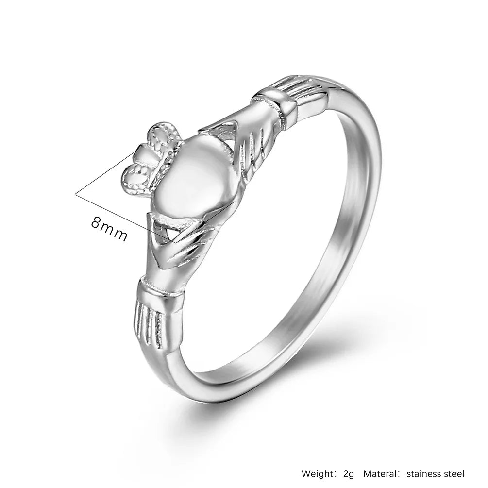 New Claddagh Rings Custom His Her Wedding Band Stainless Steel Initial Irish Love Ring for Friend,Friend,Husband,Wife,Lover