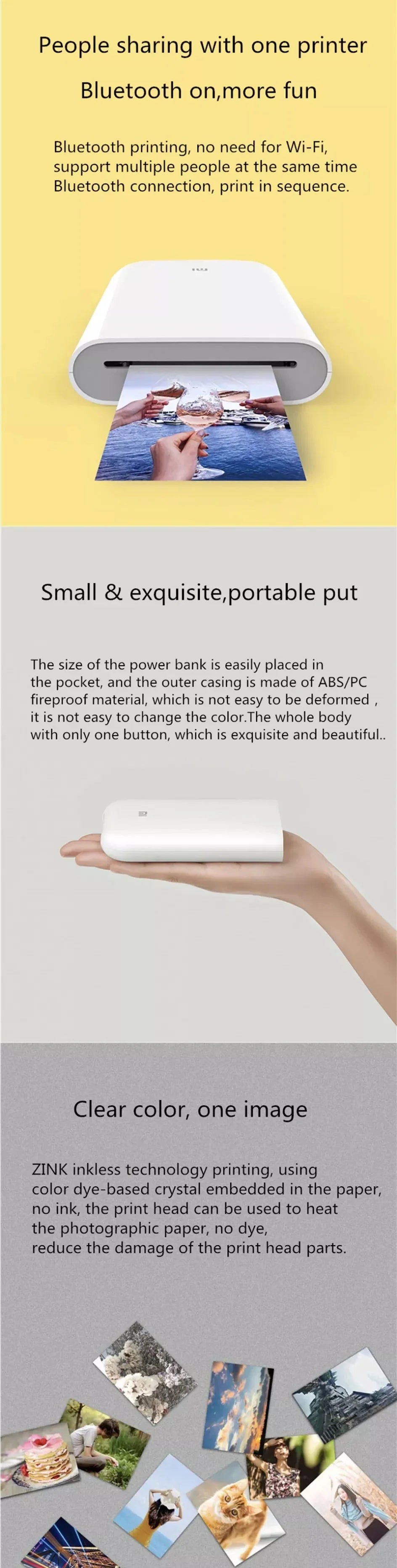 Portable Mini Photo Printer – 300dpi Pocket Picture Printer