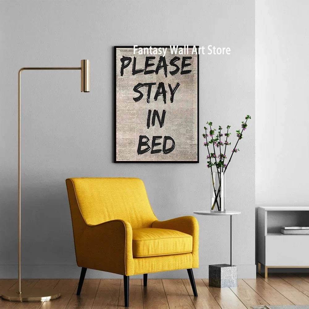 Typography Art Poster PLEASE DO NOT DANCING ON THE TABLE 70s Wall Print Trendy Quote Prints Retro Trippy Wall Art Canvas Poster