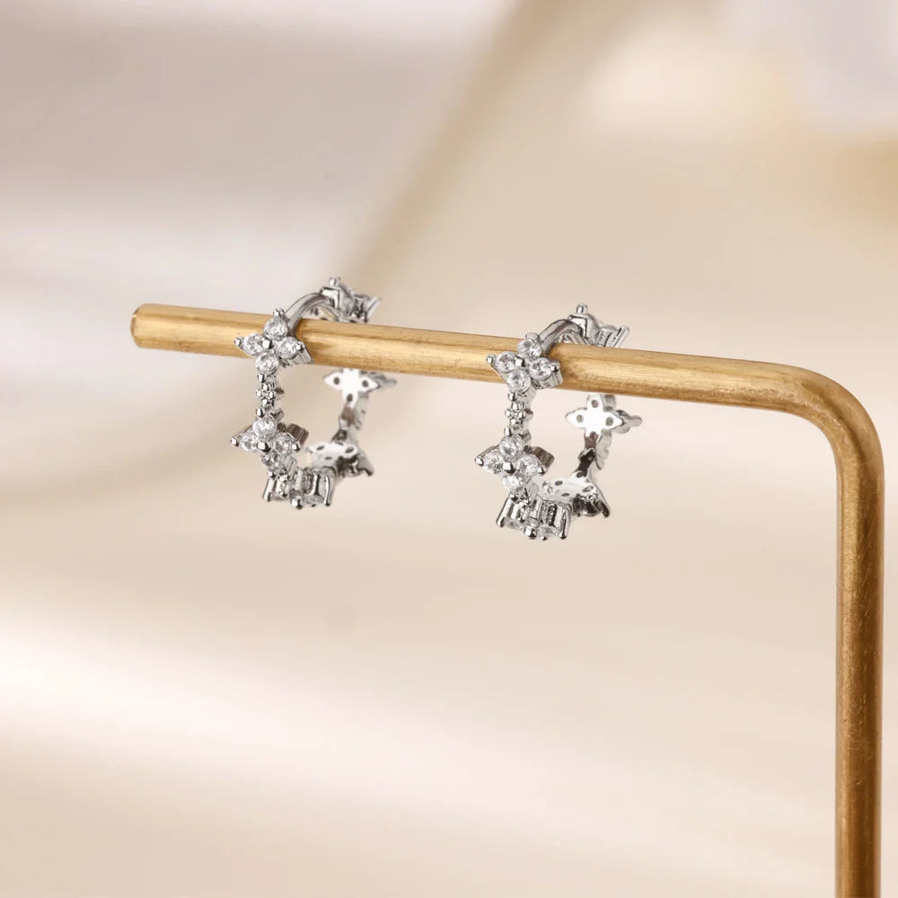 Cute Geometric Hoop Earrings for Women Stainless Steel Gold Color Cross Infinity Earrings 2025 Trend Piercing Wedding Jewelry