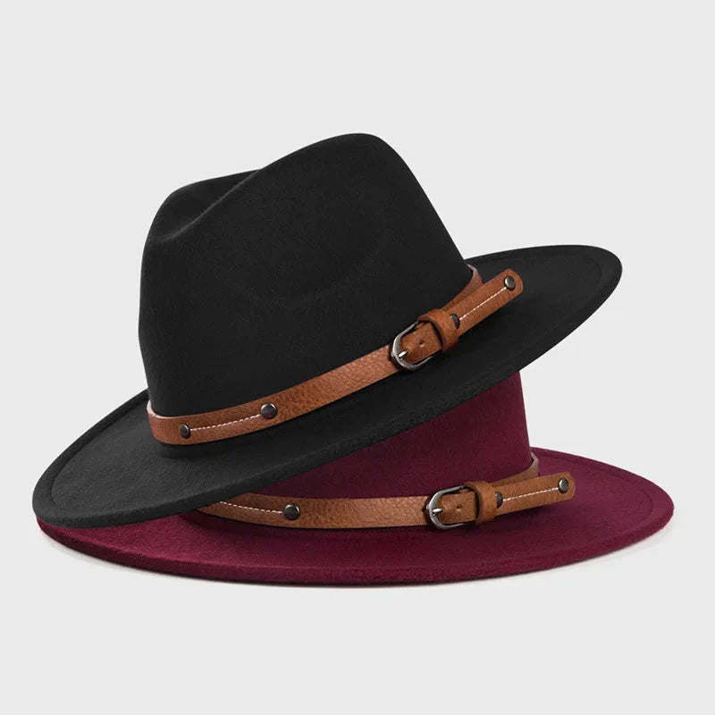 Unisex Wool Fedora – Flat-Brim Felt Hat for Fall & Winter