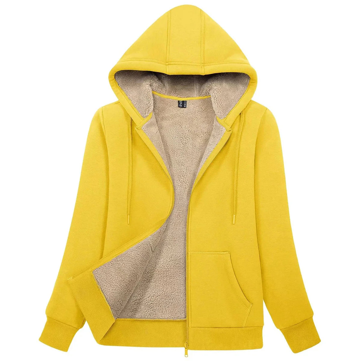 Women's Blue Sherpa-Lined Fleece Zip-Up Hoodie Jacket - Image 23