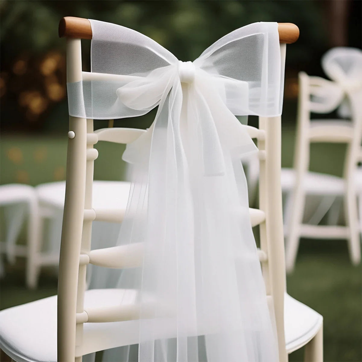 White Wedding Decoration Tulle Roll Crystal Organza Sheer Fabric For Wedding Birthday Party Backdrop Weeding Chair Sashes Decor