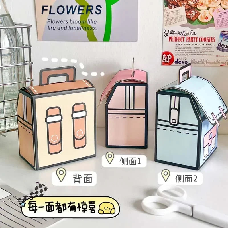 5PCS Creative Gifts Packaging Bags Cartoon School Bag Shape Candy Snack Self-lock Bags for Kids Birthday Party Decors Gifts