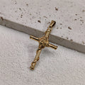 Waterproof Vintage 18k Gold Plated Stainless Steel Charm Rose Cross Pendant Necklace For Men Women Jewelry Gift