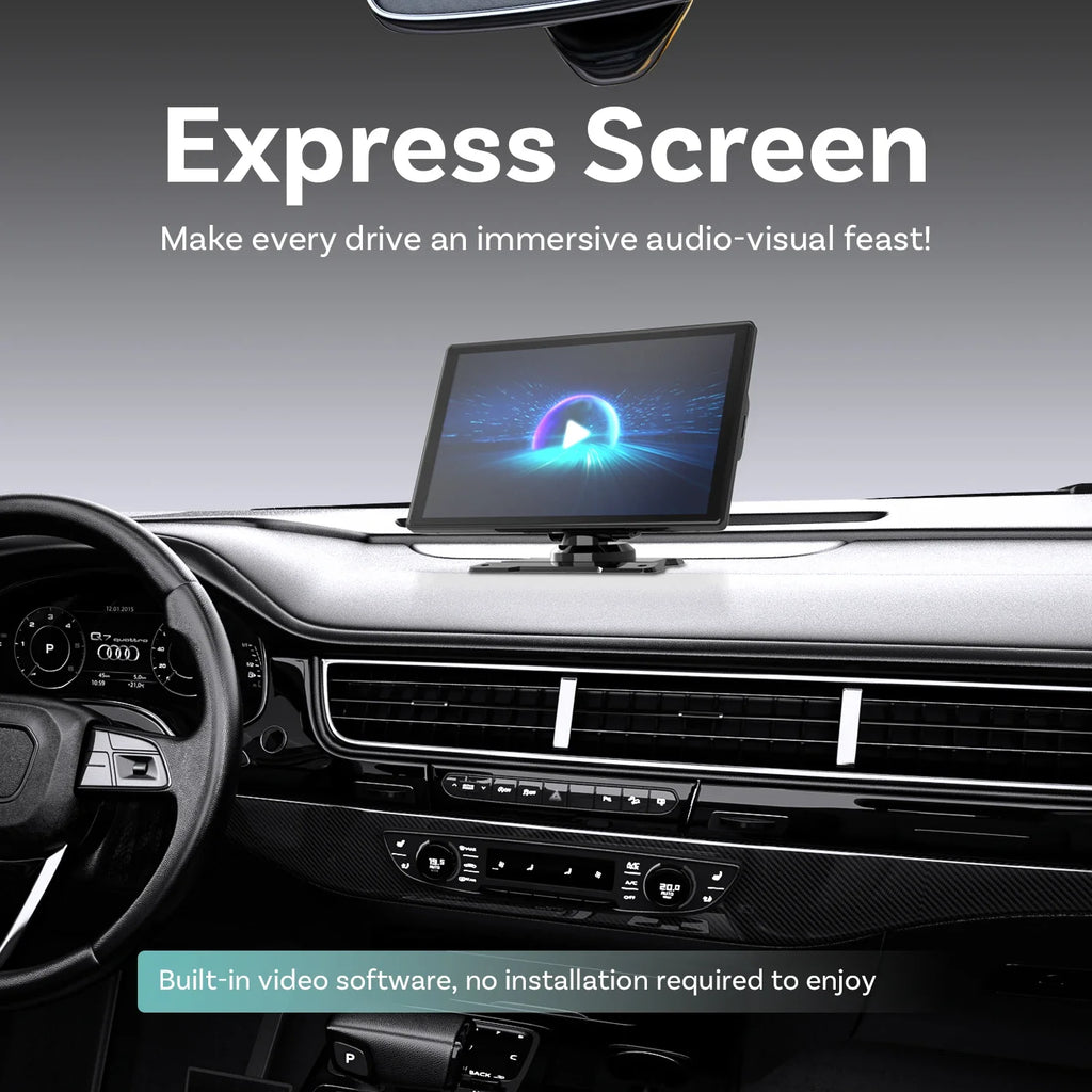 9 Inch Portable Wireless CarPlay Screen, Apple CarPlay and Android Auto Touch Display