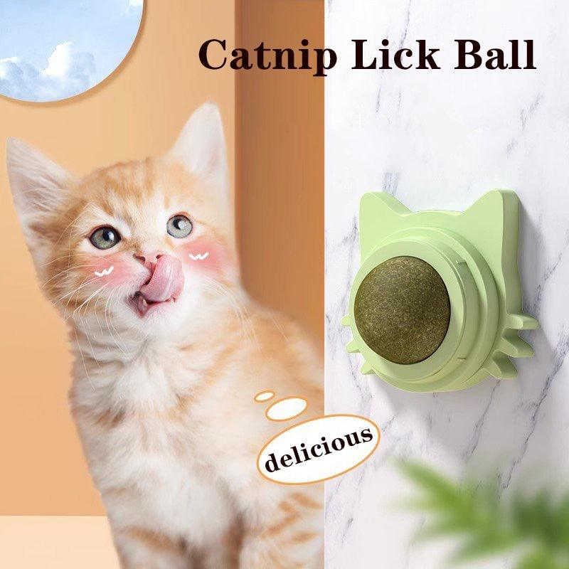 Self-Rotating Cat Wall Toy with Catnip Ball and LED Light