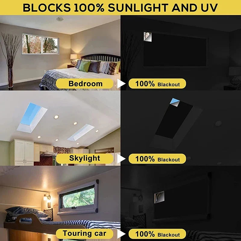 Removable Blackout Window Cloth, 100% Light Blocking Privacy Curtain