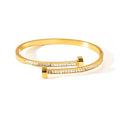 Fashionable Minimalist Nail Bracelet With Starry Sky Diamond Inlay Colorfast Versatile Stainless Steel Bracelet