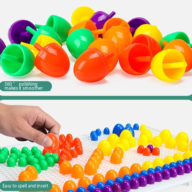 Creative DIY Mushroom Tacks Set: 1 Board, 240 Small, 40 Medium, 16 Large Tacks, And Colorful Instructions for Ages 3-6