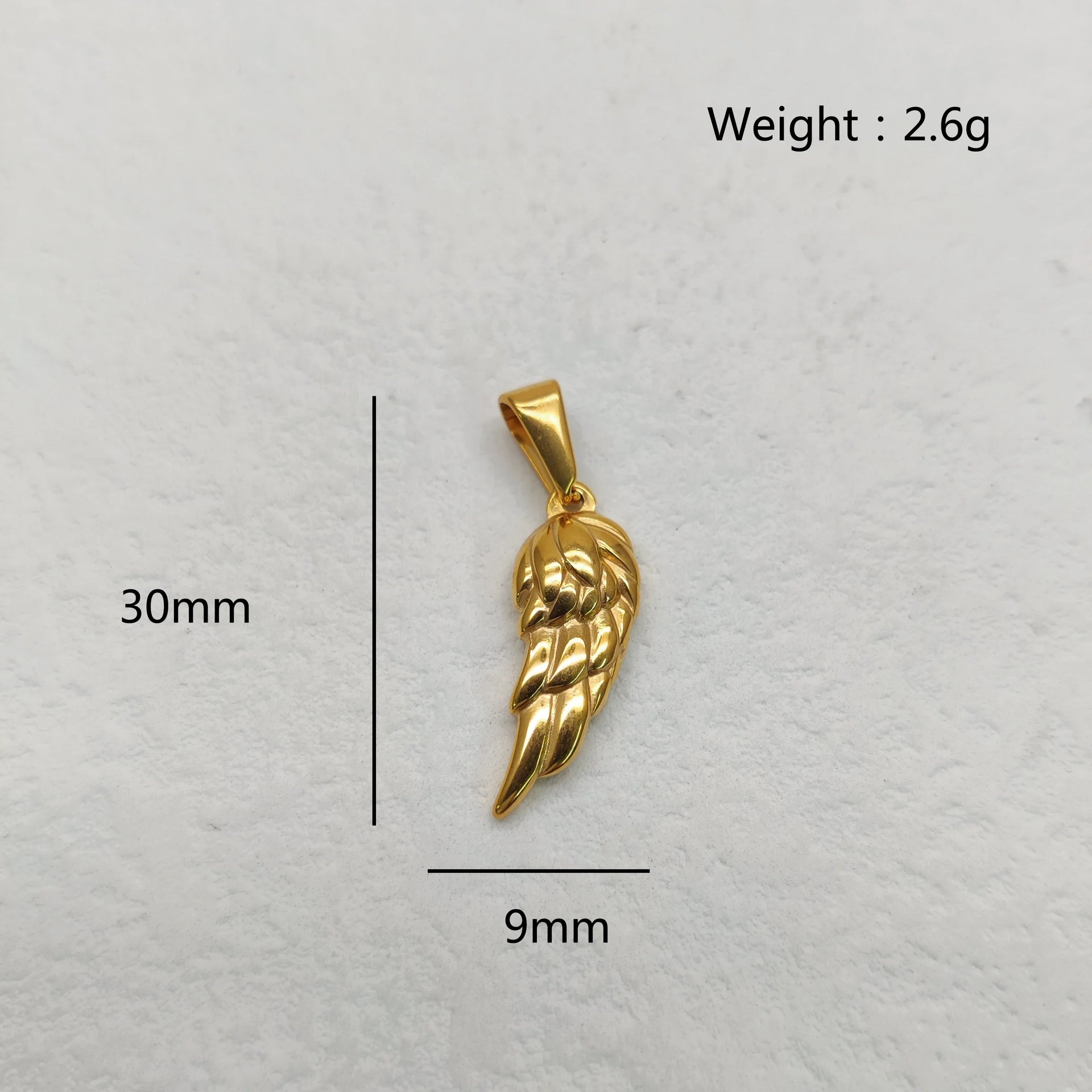 18K Gold Plated Angel Wing Pendant Necklace - Vintage Feather Design for Men, Stainless Steel Chain Jewelry Gift