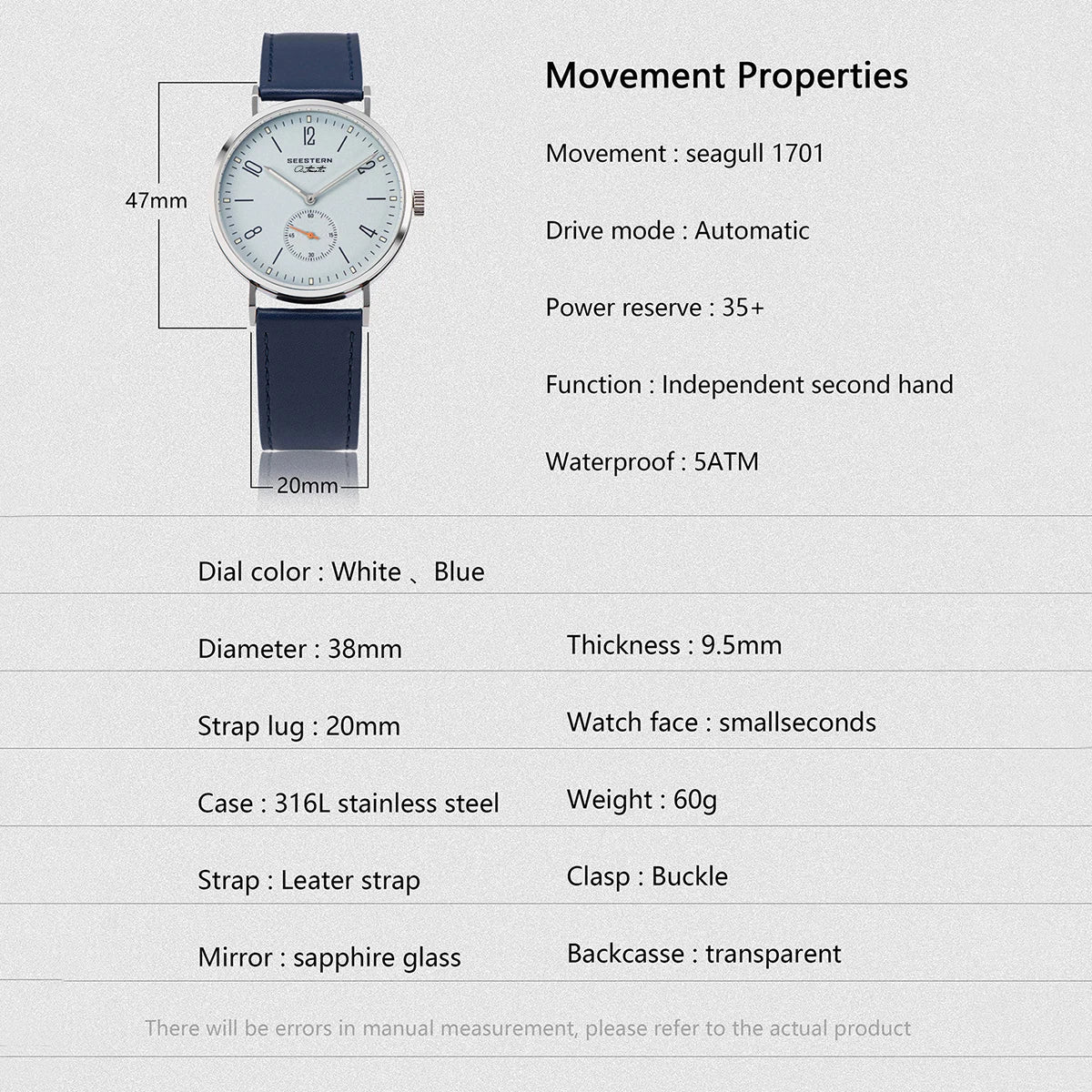 Men's Ultra-Thin Automatic Watch, Stainless Steel, Leather Band Business Watch